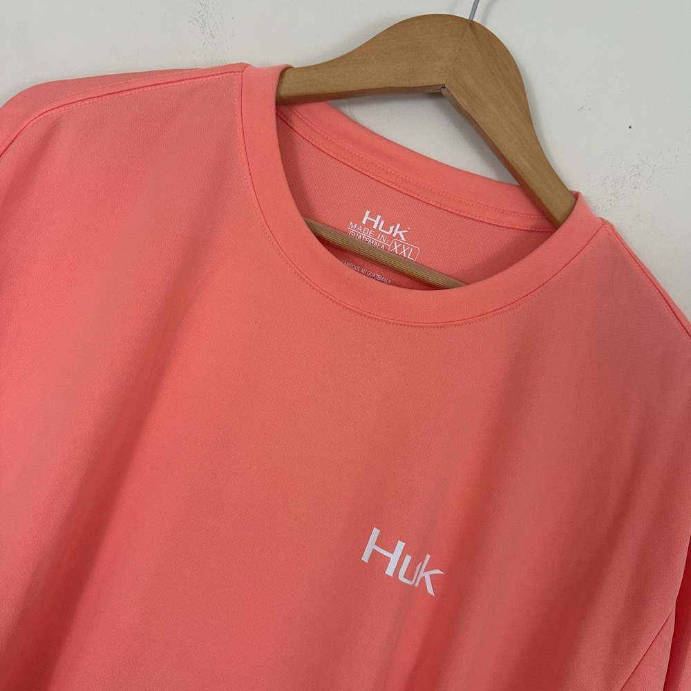 Huk Fishing Shirt Salmon Logo Crew Neck Long Sleeve Performance Pullover Men 2XL